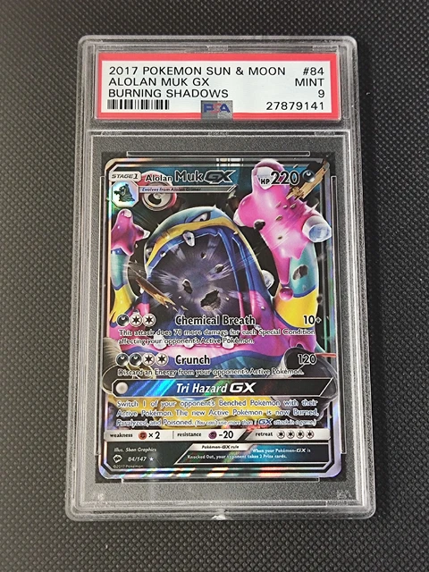 2017 Pokemon Sun & Moon Burning Shadows - Alolan Muk GX Holo - #84/147 - PSA 9