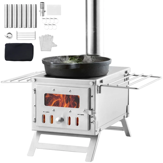 Poêle à bois portable avec grille et pieds amovibles, pour la cuisine en plein air, pique-nique, chasse Poêle à bois portable avec grille et pieds amovibles, pour la cuisine en plein air, pique-nique, chasse