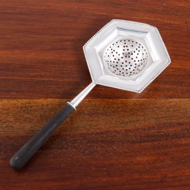Howard Sterling Silver Tea Strainer #250X Hexagonal Beading 1891-1901 No Mono