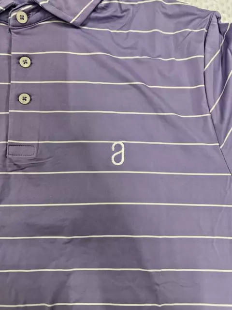 RLX RALPH LAUREN Mens Polo Golf Shirt Wicking Purple w/ White Stripe ...