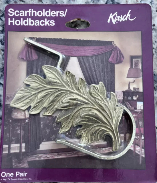 Vintage Cooper Kirsch Scarf Holder Curtain Holdback Brass Leaf Taiwan 2 Pack