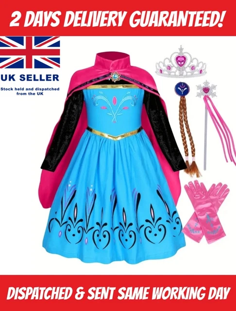 Dress-up Costume Set Anna Frozen Disney Princess Party dress role play kids elsa