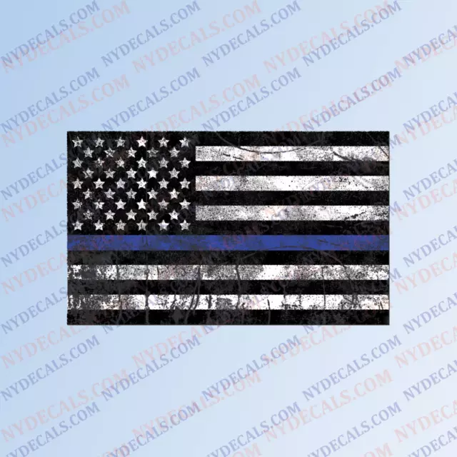 Thin Blue Line Decal, Thin Blue Line Flag Sticker, Back the Blue, American Flag