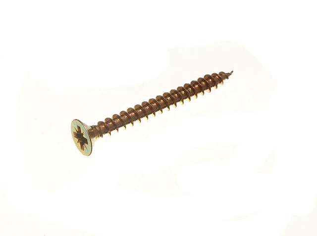 Lot De 100 Vis Jaunes Plaquées Zinc Onestopdiy – 4,0 X 45 Mm, Pour Travaux De Fixation