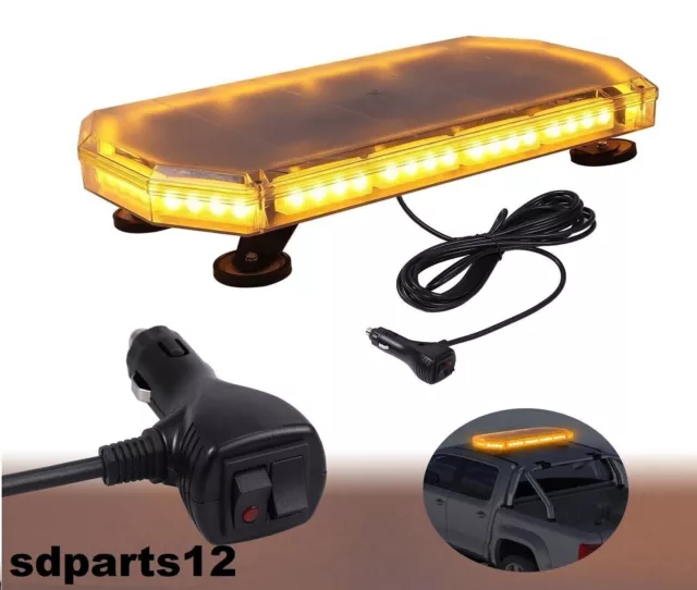 Barre Rampe LED Orange Stroboscopique Éclairage Sécurité Magnétique 12-24V 60cm