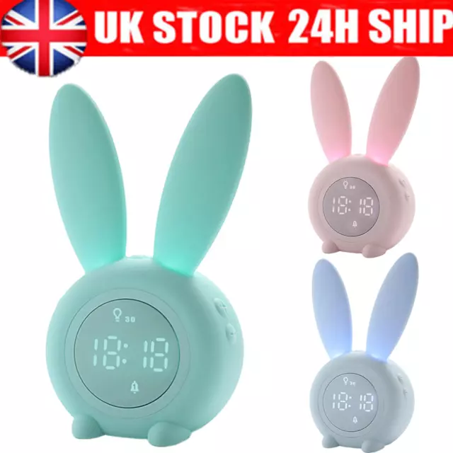 Cute Bunny Alarm Clock for Kids Toddlers Children's Smart Sleep Wake Up Trainer