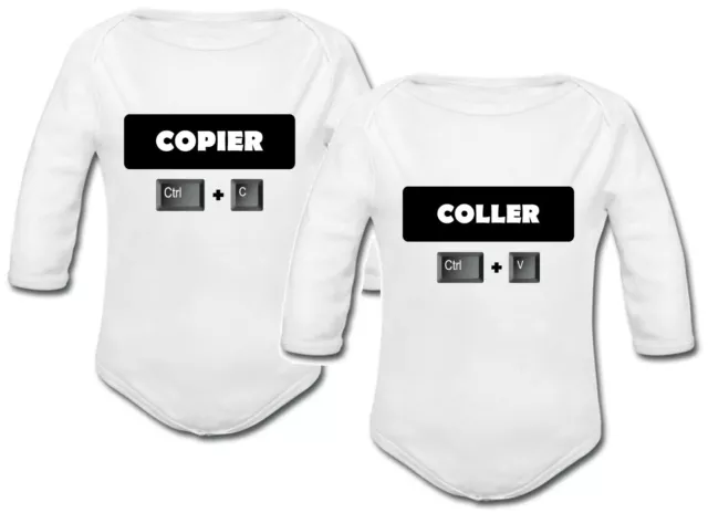 Lot de 2 Body Bébé Special Jumeaux - Copier Coller jumelles multiples naissance