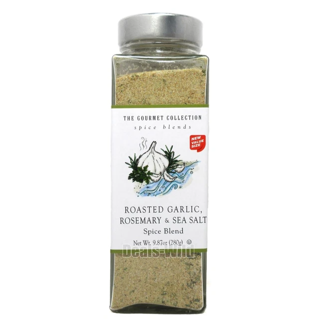 The Gourmet Collection Roasted Garlic, Rosemary & Sea Salt Spice Blend - 5.5oz Glass Jar, Lower Salt Content