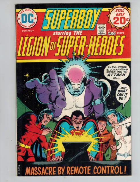 Superboy Legion of Super-Heroes 203   Death of Invisible Kid!  VF 1974