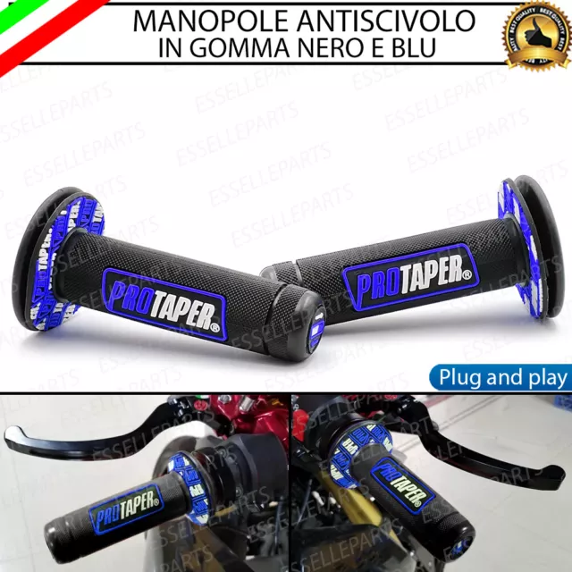 Manopole Manubrio Moto Cross Nero Blu Per Aprilia Rx 50 2004 Entry-Mini