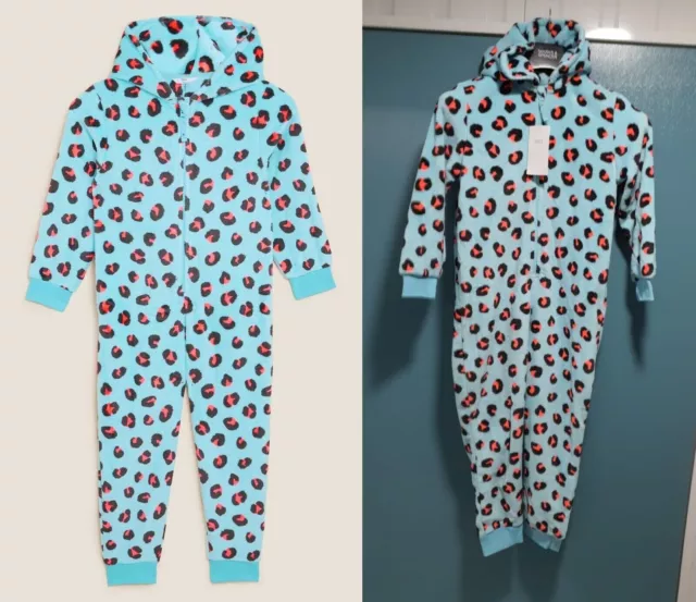 Body leopardato blu Marks & Spencer bambina Onesei pile (taglia 8-10 anni)