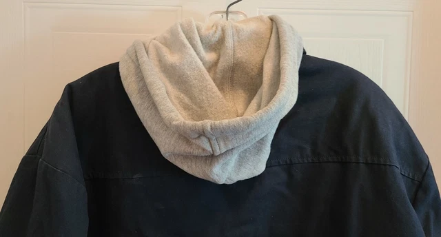 Dickies Jacket Men 2XL Blue Sweatshirt Hoodie Quilted Lined Shacket Distressed 11