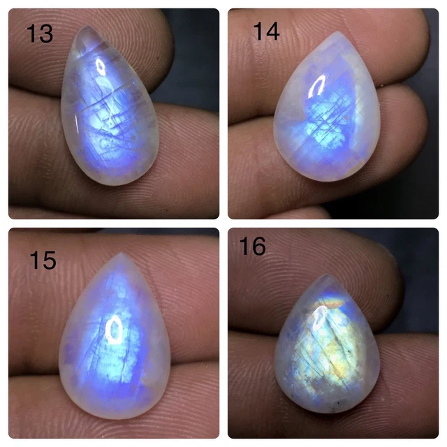 Supreme ! Natural Rainbow Moonstone Fire Cabochon  Loose Top Gemstone  AAA+ 13