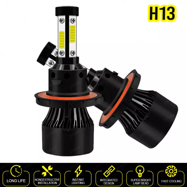 2X H13 9008 LED Headlight Super Bright Bulbs Kit 420000LM White Hi-Lo Beam 6000K