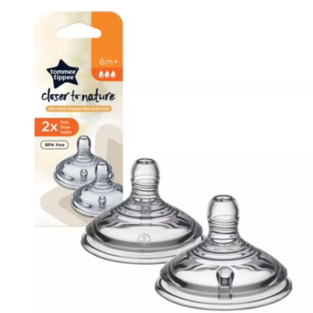 Tommee Tippee Closer to Nature Fast Flow Teats 2 Pack Smooth Transition 6m+*