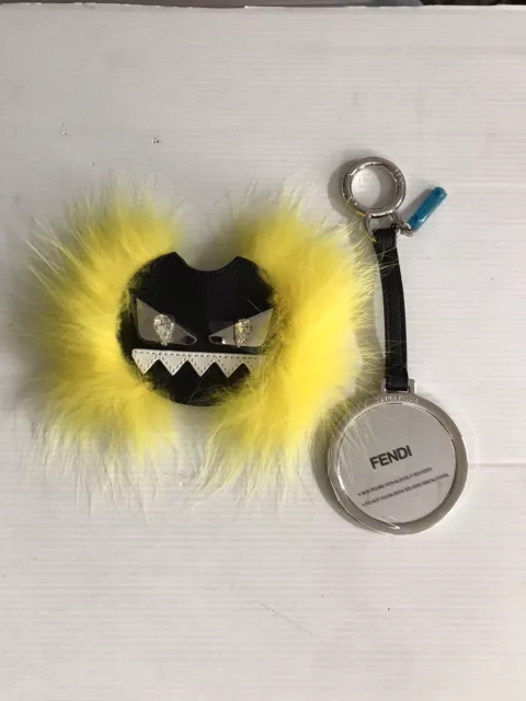 New FENDI Monster Black & Yellow Mirror Keychain 2