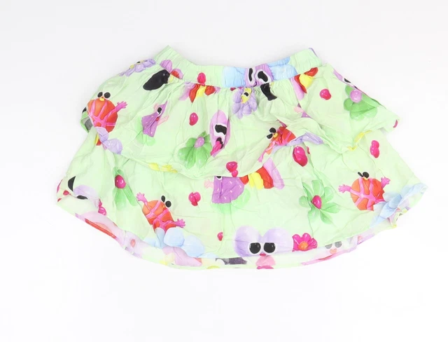 H&M Girls Green Floral Viscose Mini Skirt Size 4-5 Years Regular Pull On