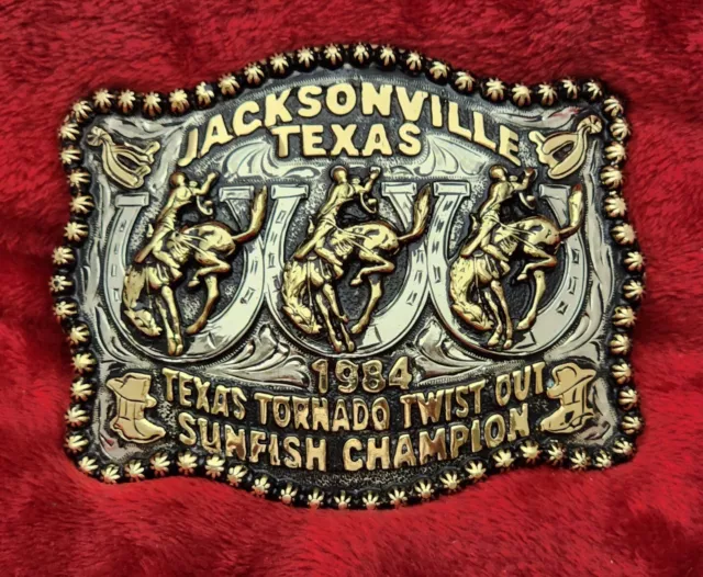 Champion Trophy Buckle Pro Rodeo Bronc Riding ☆Jacksonville Texas☆1984☆Rare☆94