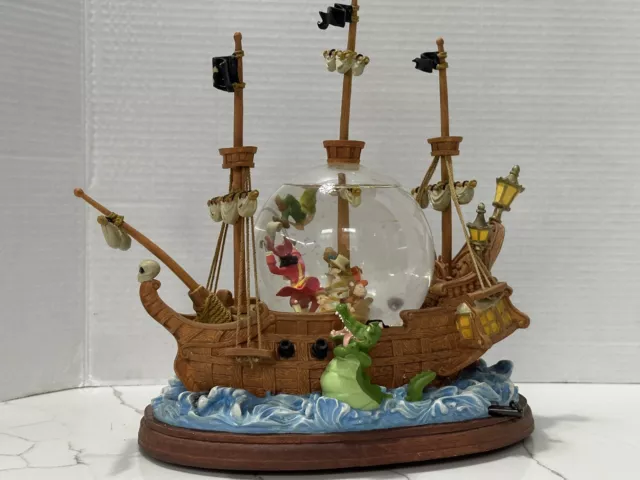 Disney Peter Pan Pirate Ship Snow Globe 'You Can Fly'! ***Music Not Working***