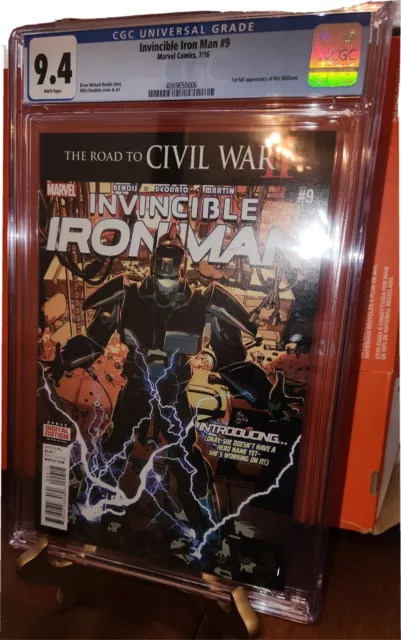 INVINCIBLE IRON MAN #9 (2016, First Printing) 1st full RiRi Williams, CGC 9.4 NM