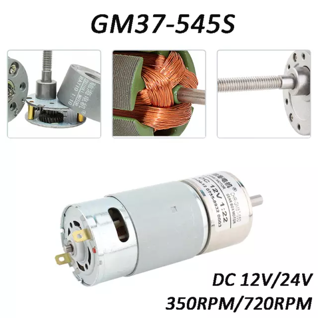 Permanent Magnet Motors GM37-545S Reversible DC 12V/24V Gear Motor 350RPM/720RPM