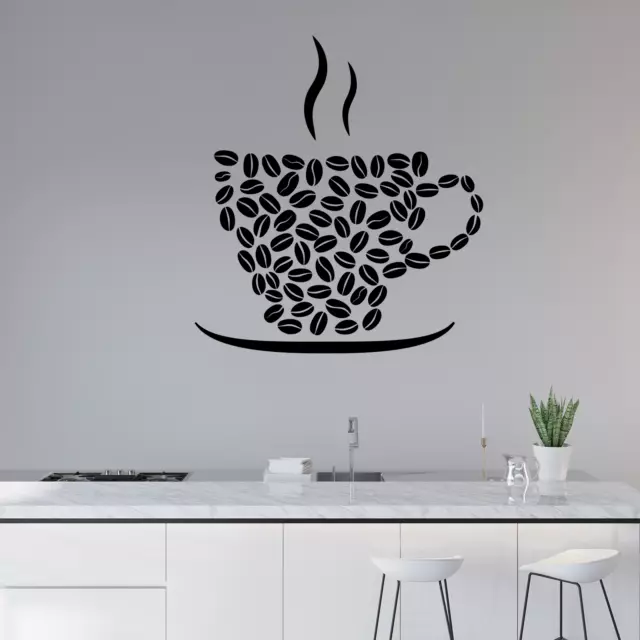 Coffee Cup Sticker Wall Time Beans Mug Dinning Room Decals Kitchen Vinyl Graphic