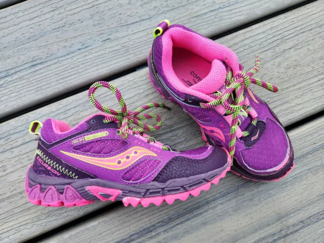 Saucony Girl's Pink/Purple Lace Up Trail Hiking Sneakers Shoes Size 11.5 EUC