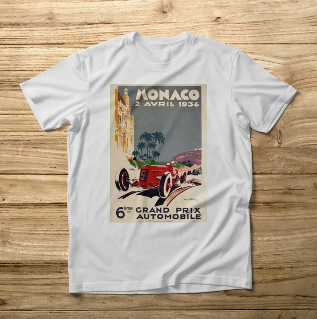 T-SHIRT MAGLIETTA vintage Monaco Grand Prix Automobile corsa 1934 auto Principat