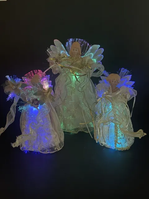 Musical Fiber Optic Angel Choir Sing Seasonal Elegance 3 Angels Christmas Decor