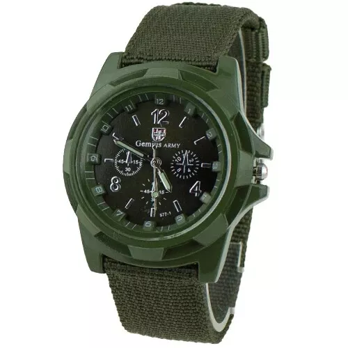 Orologio Gemius ARMY verde militare cinturino tela quarzo 40 mm lega