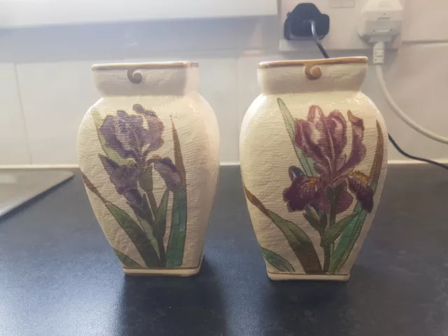 Antique Pair Of Doulton Burslem Hand Painted Vases. Please Look. Beautiful.