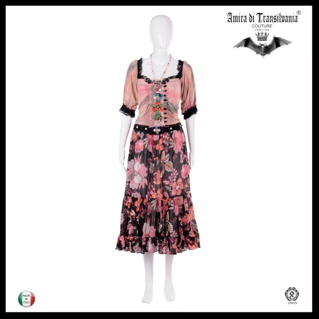 abito da donna estivo griff alta moda couture provenzale gipsy floreale cocktail