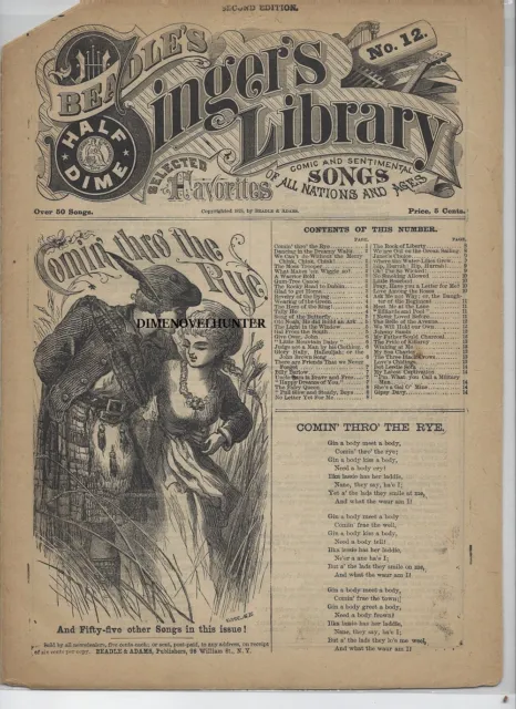 1879 Beadle's Singer's Half Dime Library #12 Very Scarce Reprint Dime Novel