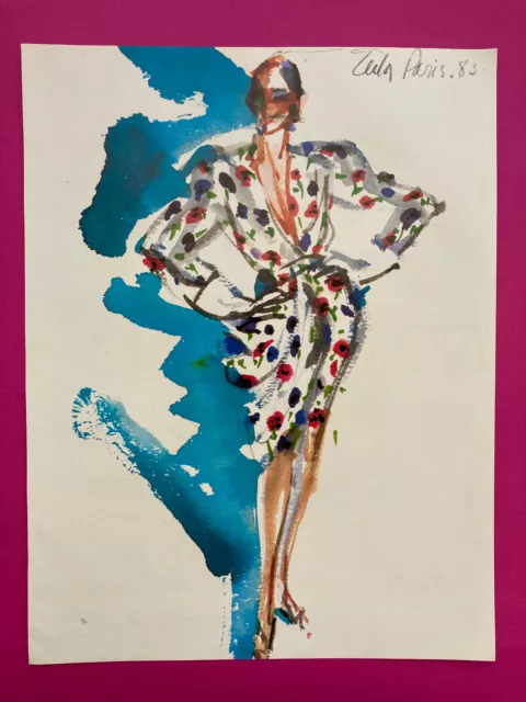 Dessin Joe Eula mode Yves Saint Laurent illustration 1983 vintage printemps été