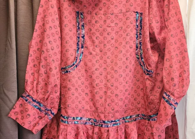 Alaska Native Kuspuk  Floral Tunic Shirt Dress  AK Armpit-armpit 23" 32"L