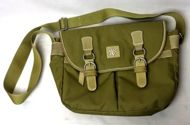 Sherpani Trevina Crossbody Shoulder Purse Bag Green Travel Nylon Leather 10x12x4