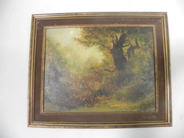 Huile sur panneau Sous bois signé Hermant