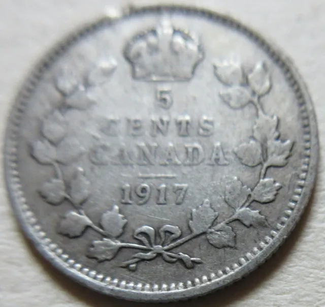 1917 Canada Silver Ten Cents Coin (BETTER GRADE Dime RJ626)