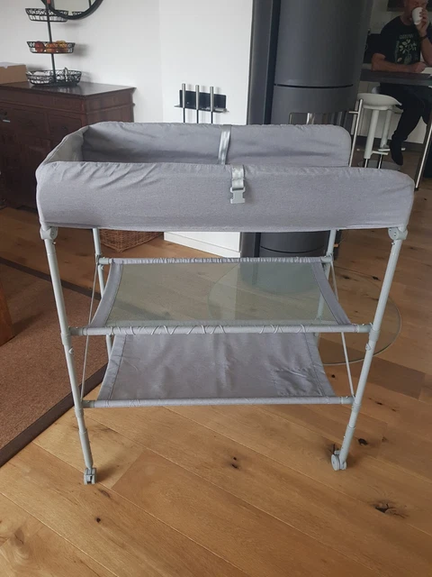 FILLIKID Wickeltisch grau Rollen zusammenklappbar