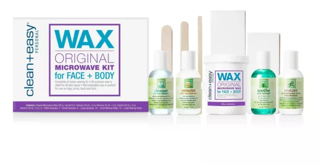 Kit de cera de microondas original limpia + fácil para cara y cuerpo