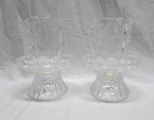 Partylite Quilted Crystal Pair of Votive Candleholders P9246