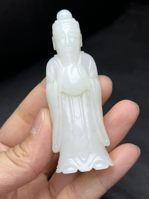 Chinese Exquisite Handmade Figure carving Hetian Jade Statue