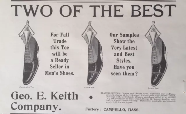 1897 AD(K20)~GEO. E. Keith Co. Campello, Mass. Men's Shoe Mfg. Co. $6. ...
