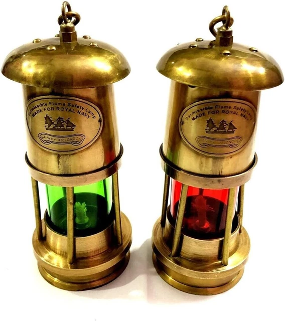 Kleine Öllampe aus Messing, antike nautische Laterne, Maritime Bootslampe,...
