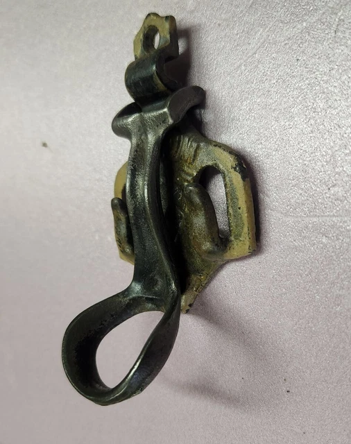 Vintage Antique Cast Iron Wall Mount Broom Holder   Original Patina - No Cracks