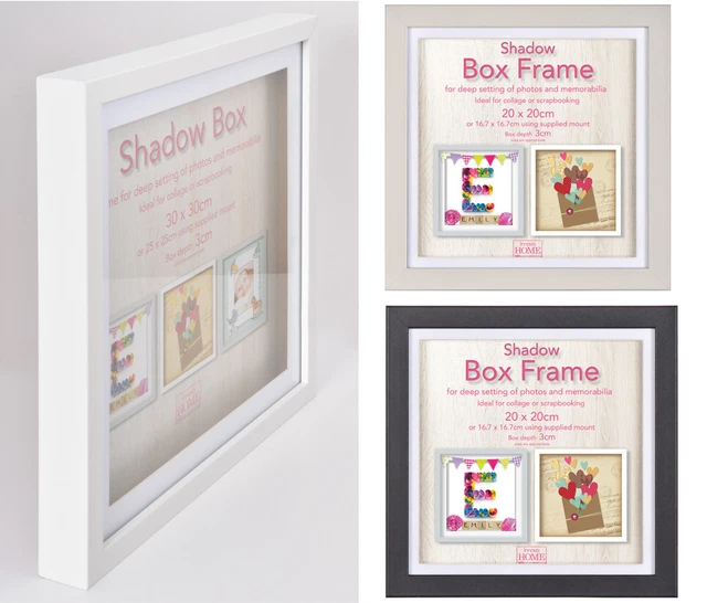 Black Grey or White Shadow Box Frame Deep 3D Box Display Picture Frames 5 Sizes