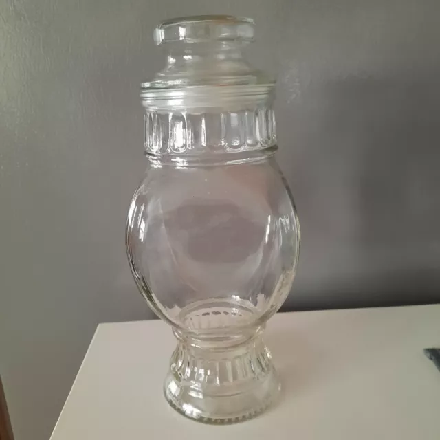 Vintage Clear Apothecary Glass Storage Jar with airtight lid-GUC-9.5" H