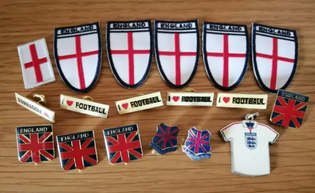 England / Football Enamel Pin Lapel Badges Keyring & Fabric Patches Lot