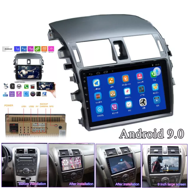 9inch Android 9.0 Car Radio Multimedia Player GPS Nav For Toyota Corolla 2008-13