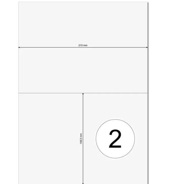 1000 Étiquettes Adhésives d'expédition A4 Blanches Autocollantes 2 par Feuille 3